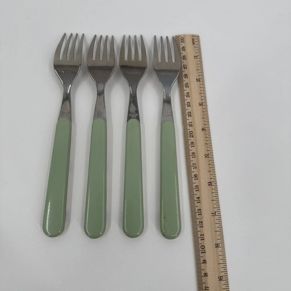 4‎ Pfaltzgraff Flower Garden Dinner Forks Plastic/Stainless Country Floral